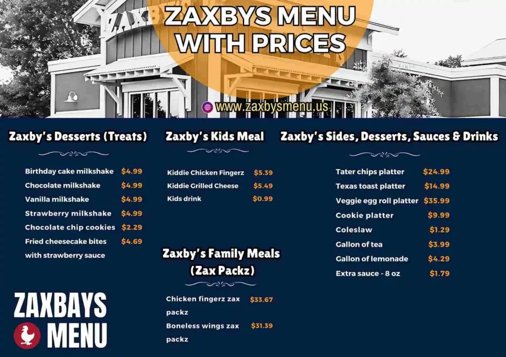 Zaxbys Menu with Price