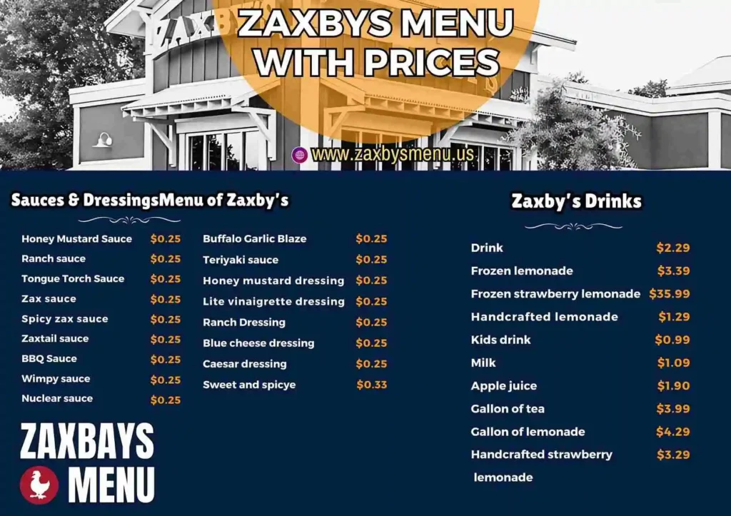 Zaxbys Menu with Price