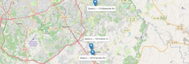 All Zaxbys Simpsonville SC Locations In USA